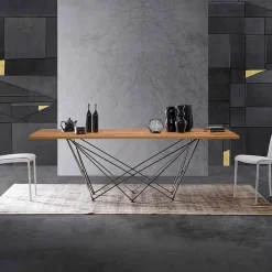 Viadurini Living Esstische-Design Esstisch mit einer Platte aus Holz und einem Gestell aus Metall, Esperia