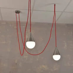 Viadurini by Sideform Moderne Kronleuchter-Design Hängelampe mit 2 Lichtern mit rotem Kabel Chrome