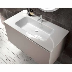 Viadurini Bathroom Badmöbel Hängend-Design Hängende Badezimmerkomposition aus Ecowood, Genova