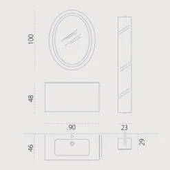 Viadurini Bathroom Badmöbel Hängend-Design Hängende Badezimmerkomposition aus Ecowood, Genova