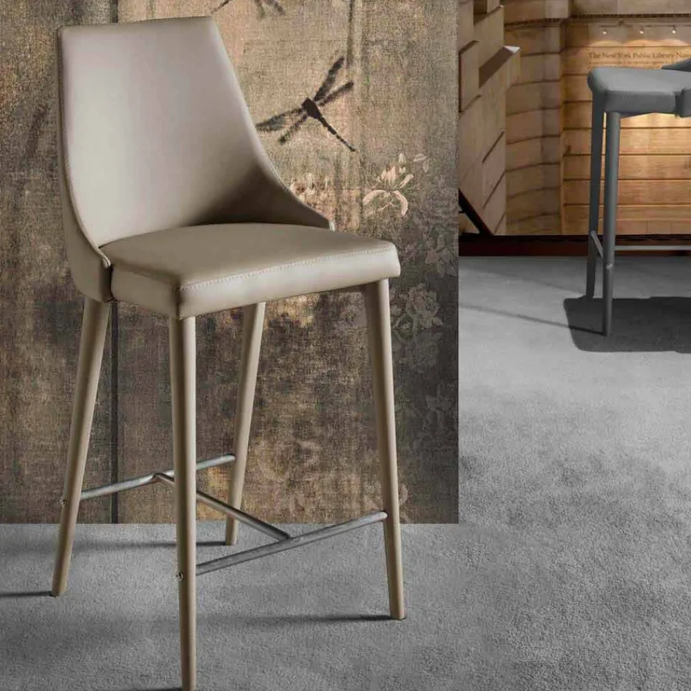 Viadurini Living Barhocker-Design Hocker mit hoher Rückenlehne aus Kunstleder - Berenice