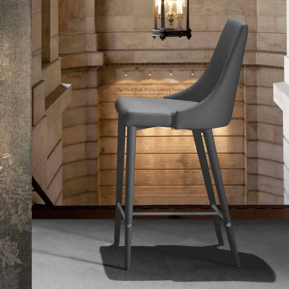 Viadurini Living Barhocker-Design Hocker mit hoher Rückenlehne aus Kunstleder - Berenice