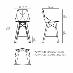 Vondom Barhocker-Design Küchenhocker aus Holz und Kunststoff Verschiedene Farben - Faz Wood von