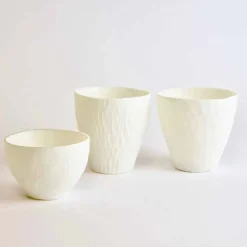 Viadurini Kitchen Kerzenständer-Design Kerzenhalter aus verziertem weißem Porzellan 3 Stück - Arcireale