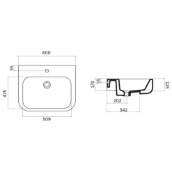 Viadurini Bathroom Keramikwaschbecken-Design Konsole Wand und Wandeinsatz L 60 in Keramik Riardo