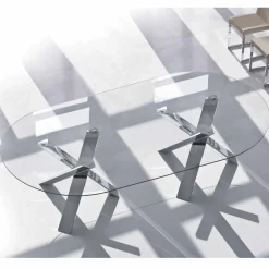 Viadurini Living Esstische Nach Mass|Esstisch Oval-Design oval Tisch aus Kristall 280x120cm hergestellt in Italien, Baum