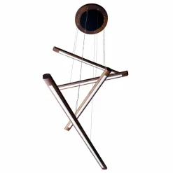 Grilli Design Kronleuchter-Design Pendellampe mit 4 Leuchten aus Holz York in Italien hergestellt