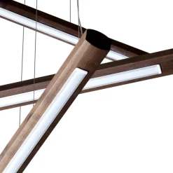 Grilli Design Kronleuchter-Design Pendellampe mit 4 Leuchten aus Holz York in Italien hergestellt