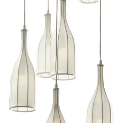 Grilli Design Kronleuchter-Design Pendellampe mit 6 Lampenschirme Mathusalem in Italien hergestellt