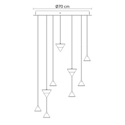 Viadurini Lighting Designer Pendelleuchten-Design Pendelleuchte 5 oder 7 Lichter Schwarzer Aluminiumdraht - Mercado