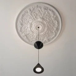 Viadurini Lighting Designer Pendelleuchten-Design Pendelleuchte aus weißem Gips und schwarzem Aluminium 2 Kegel - Tesera