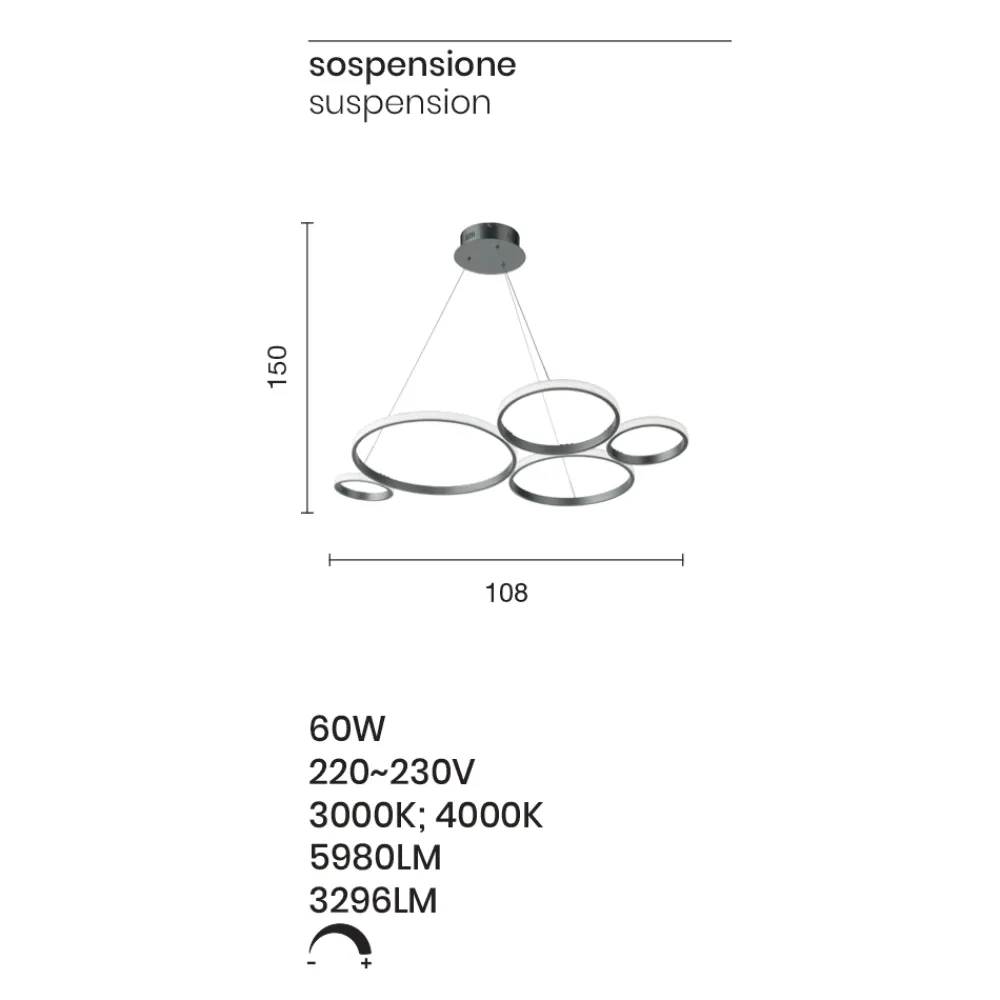 Viadurini Lighting Designer Pendelleuchten-Design Pendelleuchte für Wohnzimmer in Silber oder Gold Metall - Olimpo