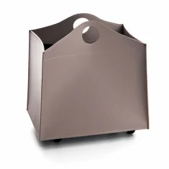 Firestyle Kaminholzständer Aus Leder Und Kunstleder-Design Portalegna Anthrazit Leder mit WoodBag Rädern