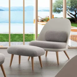 Viadurini Sitzsäcke|Sitzsäcke-Design Pouf aus Stoff mit massivem Buchenholz-Basis Arezzo