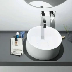 Viadurini Bathroom Design Waschbecken Aus Solid Surface-Design rundes Aufsatzwaschbecken in Italien hergestellt, Forino