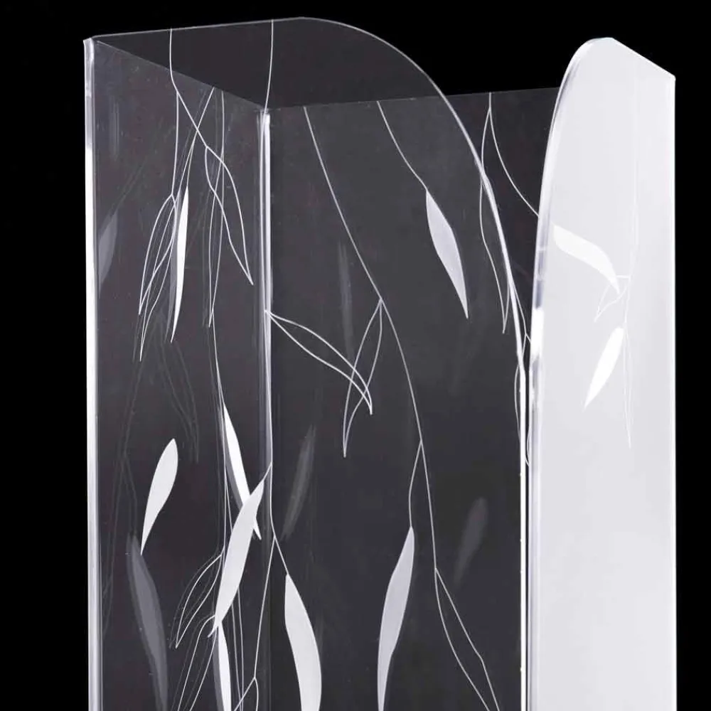 Viadurini Decor Regenschirmständer Design-Design Schirmständer aus transparentem Plexiglas mit gravierten Blättern - Kanno
