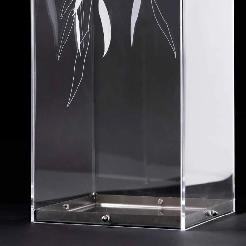 Viadurini Decor Regenschirmständer Design-Design Schirmständer aus transparentem Plexiglas mit gravierten Blättern - Kanno