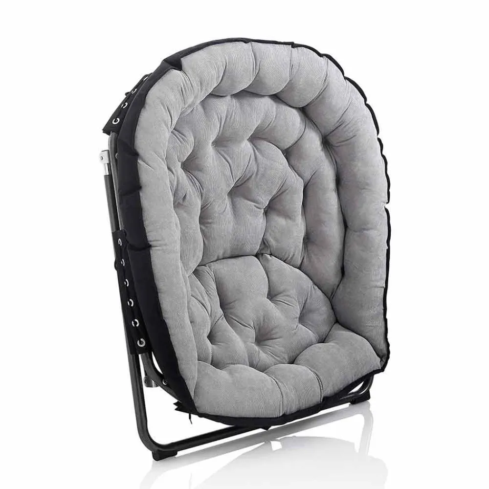 Viadurini Living Moderne Sessel-Design Sessel aus hellgrauem Samt mit schwarzer Metallstruktur - Tronia