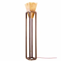 Grilli Designer Stehlampen-Design Stehlampe aus Onyx und Holz York in Italien hergestellt