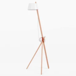 Viadurini Lighting Moderne Stehlampen-Design Stehleuchte aus Buchenholz und lackiertem Metall - Avetta