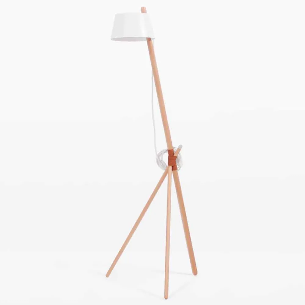 Viadurini Lighting Moderne Stehlampen-Design Stehleuchte aus Buchenholz und lackiertem Metall - Avetta