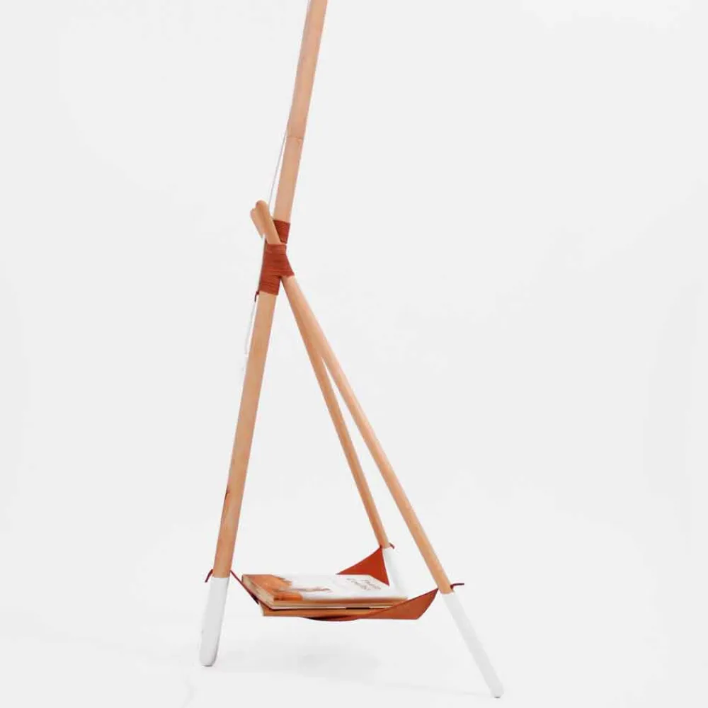 Viadurini Lighting Moderne Stehlampen-Design Stehleuchte aus Buchenholz und lackiertem Metall - Avetta