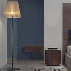 Viadurini Lighting Moderne Stehlampen-Design Stehleuchte aus Metall, Holz und Organza Made in Italy - Boom