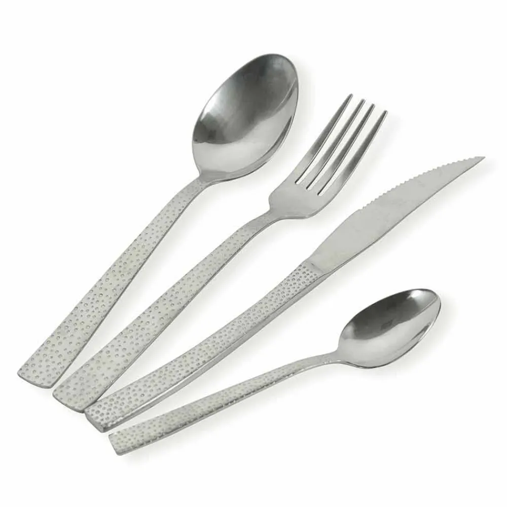 Viadurini Kitchen Besteck Set-Design 24-teiliges Besteck aus Stahl mit Schildkröteneffekt - Rock