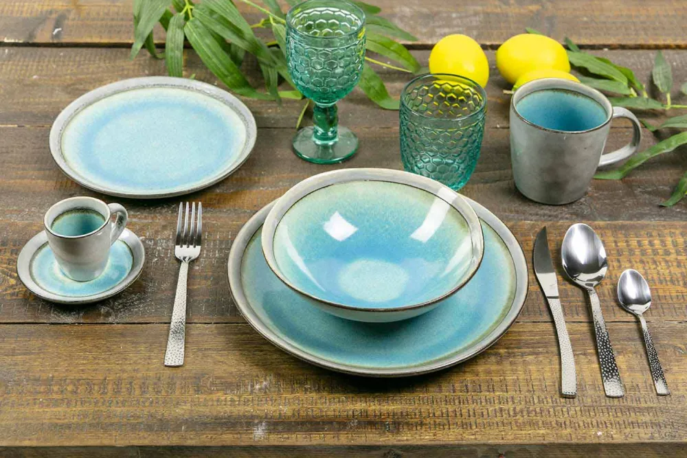 Viadurini Kitchen Besteck Set-Design 24-teiliges Besteck aus Stahl mit Schildkröteneffekt - Rock