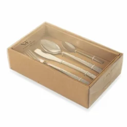 Viadurini Kitchen Besteck Set-Design 24-teiliges Besteck aus Stahl mit Schildkröteneffekt - Rock