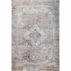 Viadurini Carpets Teppiche-Design Teppich in Grau Beige Viskose und Acrilic mit Zeichnung - Präsident