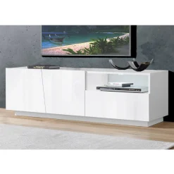 Viadurini Living Tv-Möbel-Design TV-Schrank aus Holz 2 Türen 1 Schublade und offenes Fach - Joris