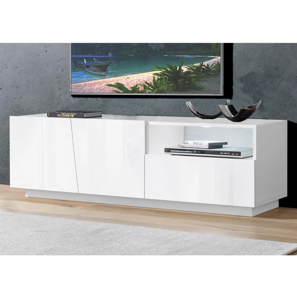 Viadurini Living Tv-Möbel-Design TV-Schrank aus Holz 2 Türen 1 Schublade und offenes Fach - Joris