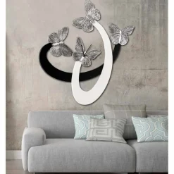 Viadurini Decor Wanduhren-Design Wanduhr Zenia elfenbeinfarben/schwarz handgefertigt in Italien