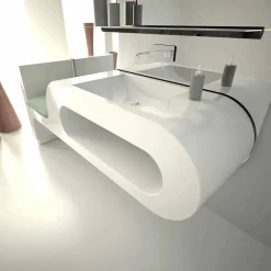 Viadurini Design Design Waschbecken Aus Solid Surface-Design Waschbecken weiß, schwarz oder bordeaux Garfish