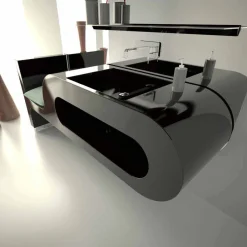 Viadurini Design Design Waschbecken Aus Solid Surface-Design Waschbecken weiß, schwarz oder bordeaux Garfish