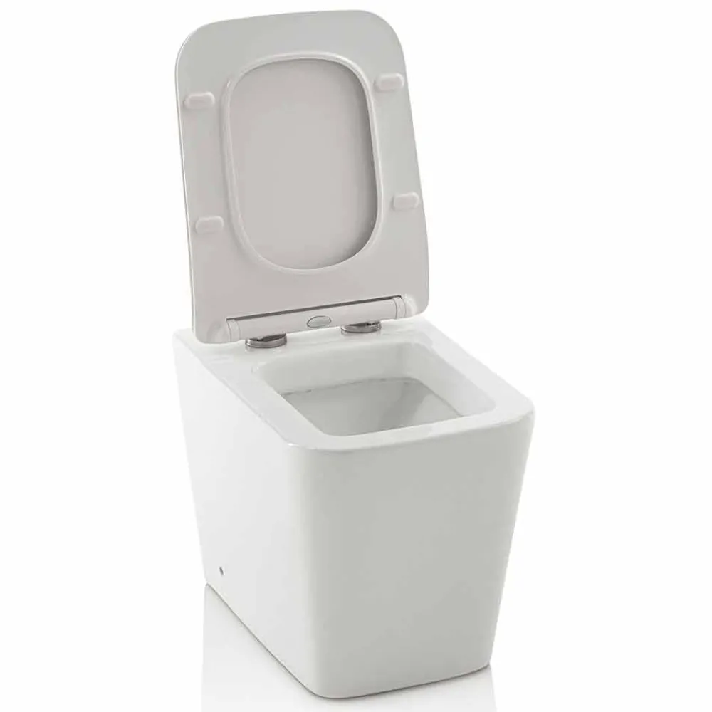 Viadurini Bathroom Wc-Design Weiße Keramik-Bodentoilette mit Soft-Close-Sitzbezug - Enzu