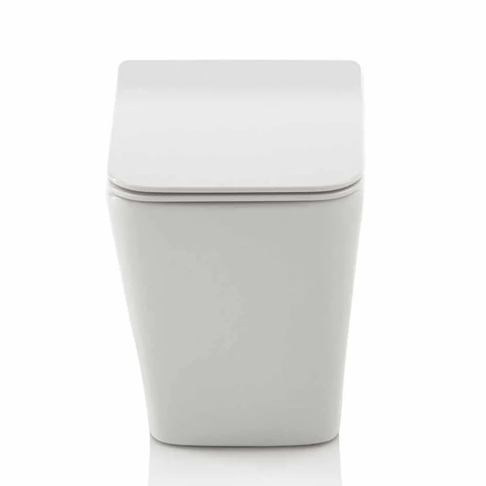 Viadurini Bathroom Wc-Design Weiße Keramik-Bodentoilette mit Soft-Close-Sitzbezug - Enzu