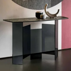 Viadurini Living Konsolentisch Flur-Design Wohnzimmer Consolle aus Keramik und Glas Made in Italy - Zufällig