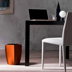 Limac Design Bürozubehör-Design-Abfalleimer aus regeneriertem Poligiono-Leder, hergestellt in Italien