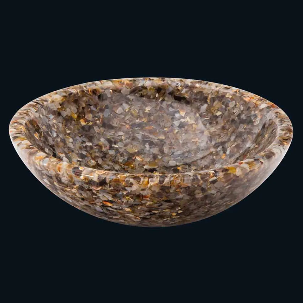 Viadurini Bathroom Harzwaschbecken-Design-Aufstatzwaschbecken aus künstlichem Harz und Achat Stein Ofelia