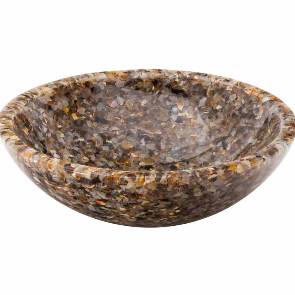 Viadurini Bathroom Harzwaschbecken-Design-Aufstatzwaschbecken aus künstlichem Harz und Achat Stein Ofelia