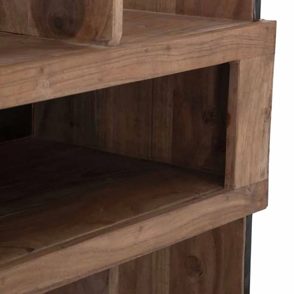 Viadurini Living Moderne Design Bücherregale-Design-Bücherregal aus Eisen und Akazienholz - Desdemona