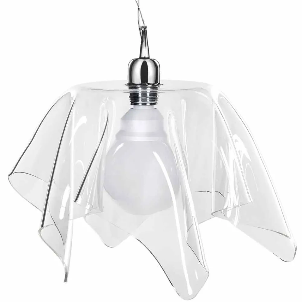 Viadurini Lighting Moderne Pendelleuchten-Designer transparenter Kronleuchter mit drapierter Daphne aus Italien