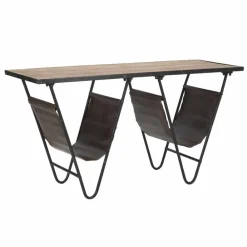 Viadurini Living Moderne Couchtische-Designer Zeitungstisch aus Eisenholz und Kunstleder - Marilena