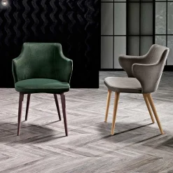 Viadurini Living Moderne Stühle-Designer-Esszimmersessel aus farbigem Stoff und Esche – Duchess