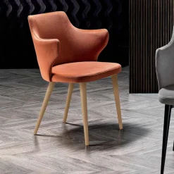 Viadurini Living Moderne Stühle-Designer-Esszimmersessel aus farbigem Stoff und Esche – Duchess