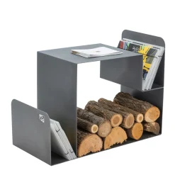 Viadurini Fire Design Kaminholzständer Aus Eisen Und Stahl-Design-Holzhalter für den Innenbereich aus grauem Stahl Made in Italy - Tramontana