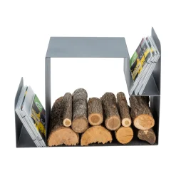Viadurini Fire Design Kaminholzständer Aus Eisen Und Stahl-Design-Holzhalter für den Innenbereich aus grauem Stahl Made in Italy - Tramontana