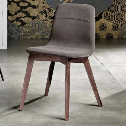 Viadurini Living Design Stühle-Design-Küchenstuhl aus Holz und Stoff, hergestellt in Italien, Egizia